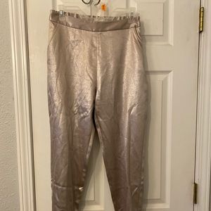 Metallic dress pants with pockets